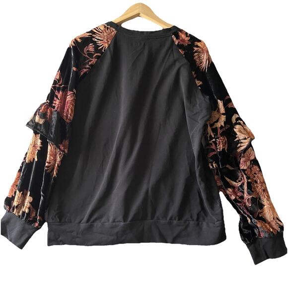Miss Me Burnout Velvet Floral Bell Sleeve Top Whimsigoth Boho Grunge Large - Picture 2 of 6